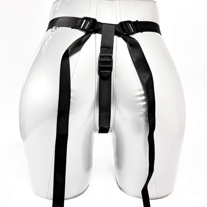 black straps on a white background