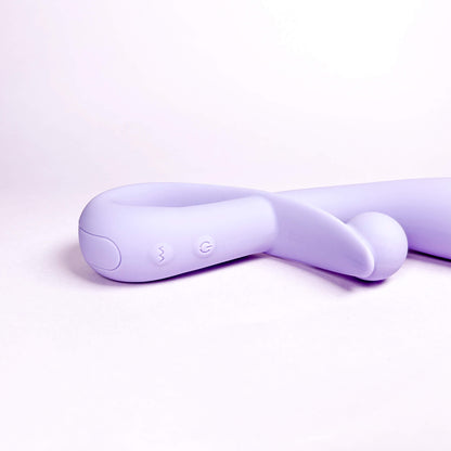 Purple rabbit vibe device on a light purple background