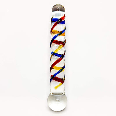Swirly glass dildo rainbow