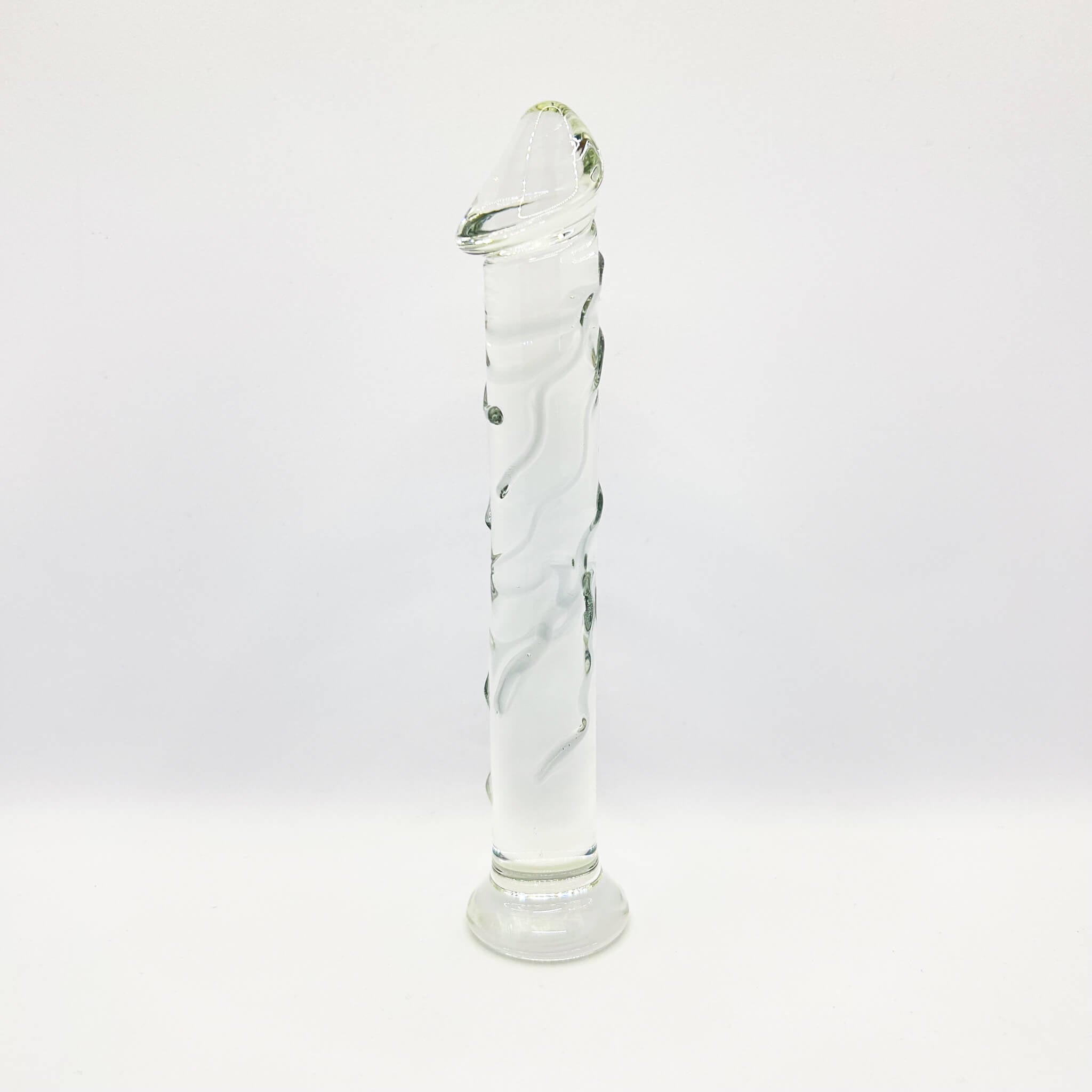 Transparent veins glass dildo
