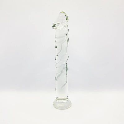 Transparent veins glass dildo