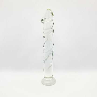 Transparent veins glass dildo