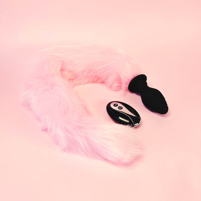 Vibrating Remote Controlled Tail Butt Plug Pink