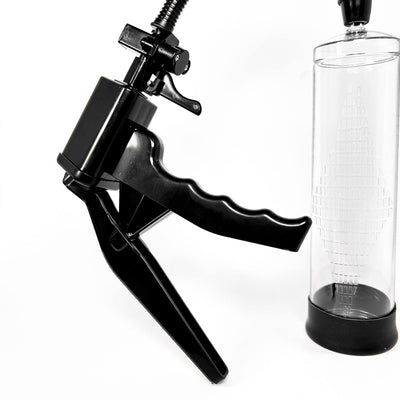 dick pump with a clear container on a white background