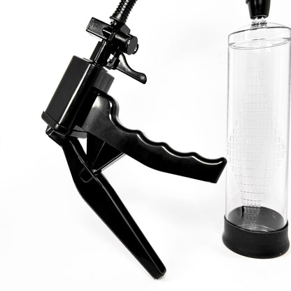 dick pump with a clear container on a white background