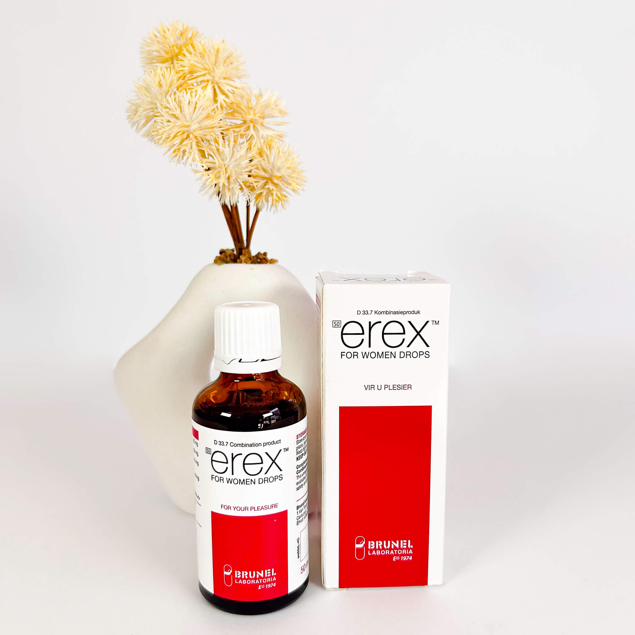 Erex for ladies with bottle and packaging on a white background