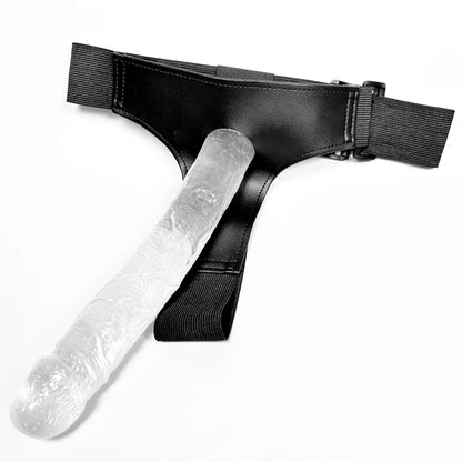 extra-long strap-on harness on a white background