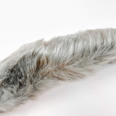 grey Extra Long Tail With Metal Butt Plug on a white background
