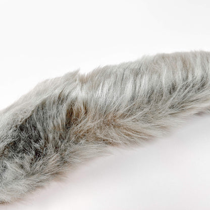 grey Extra Long Tail With Metal Butt Plug on a white background