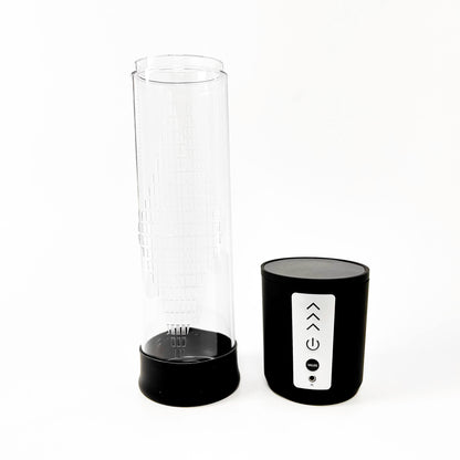 penis pump for ed south africa with black base and lid on a white background
