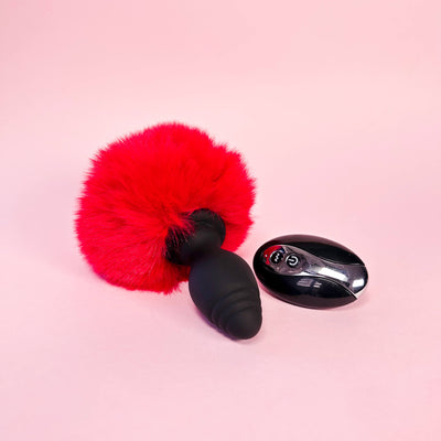 rabbit tail butt plug red
