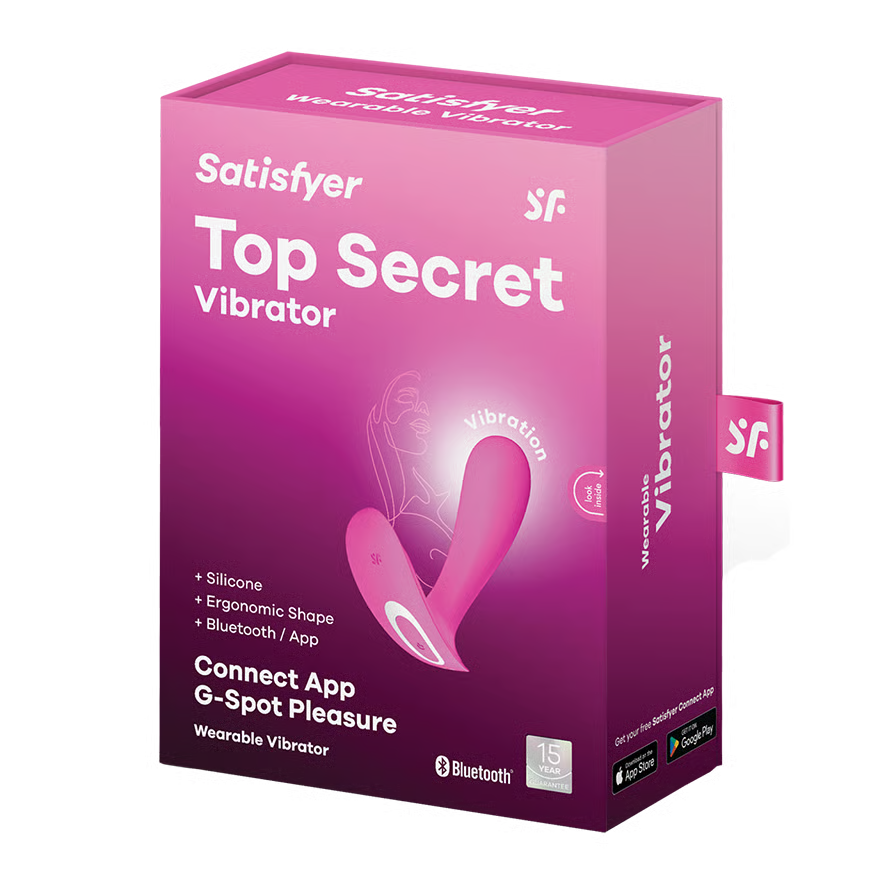 Satisfyer Top Secret Vibrator packaging on a white background