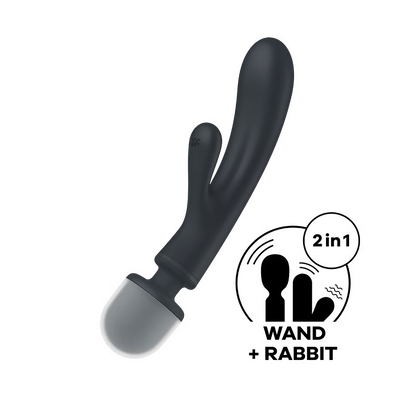Black and gray 2-in-1 Satisfyer Triple Lover on a white background