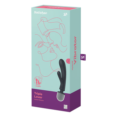 Satisfyer Triple Lover hybrid vibrator packaging on a white background