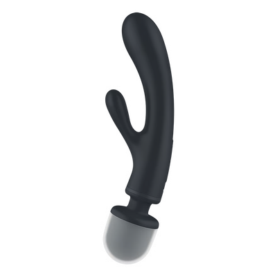 Black and gray silicone Satisfyer Triple Lover on a white background