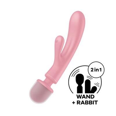 Pink 2-in-1 Satisfyer Triple Lover on a white background