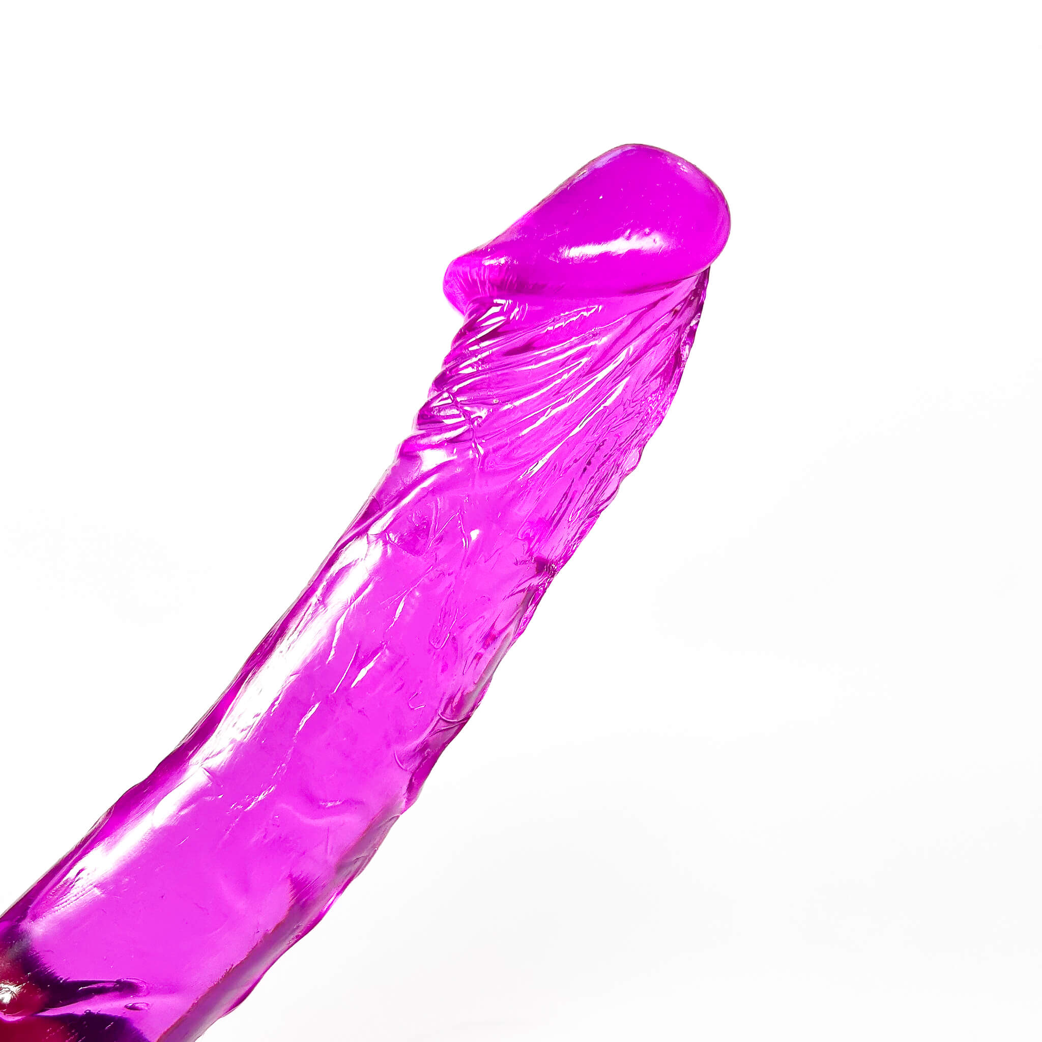 silicone double-sided dildo on a white background