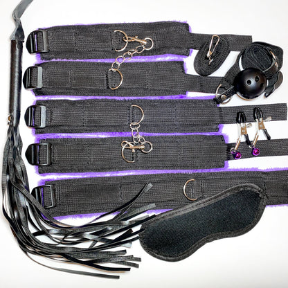 7 piece BDSM set purple and black