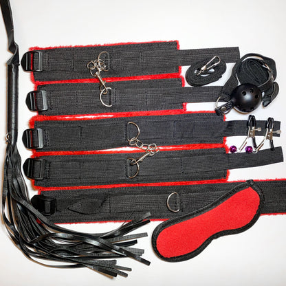 7 piece BDSM set red and black
