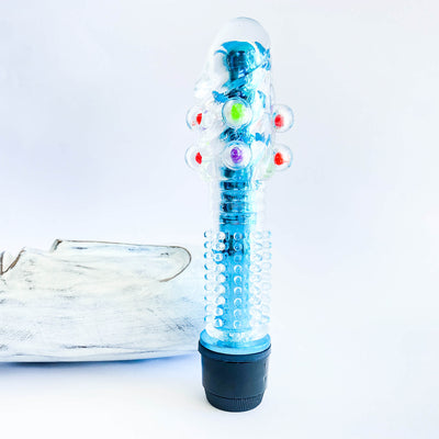 Beaded Spiky Big Bullet Vibrator blue