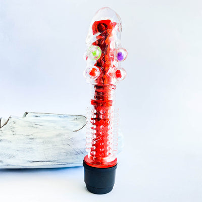 Beaded Spiky Big Bullet Vibrator red