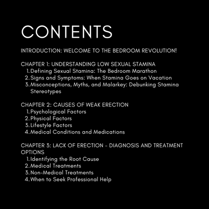 Boost Your Sexual Stamina eBook contents page