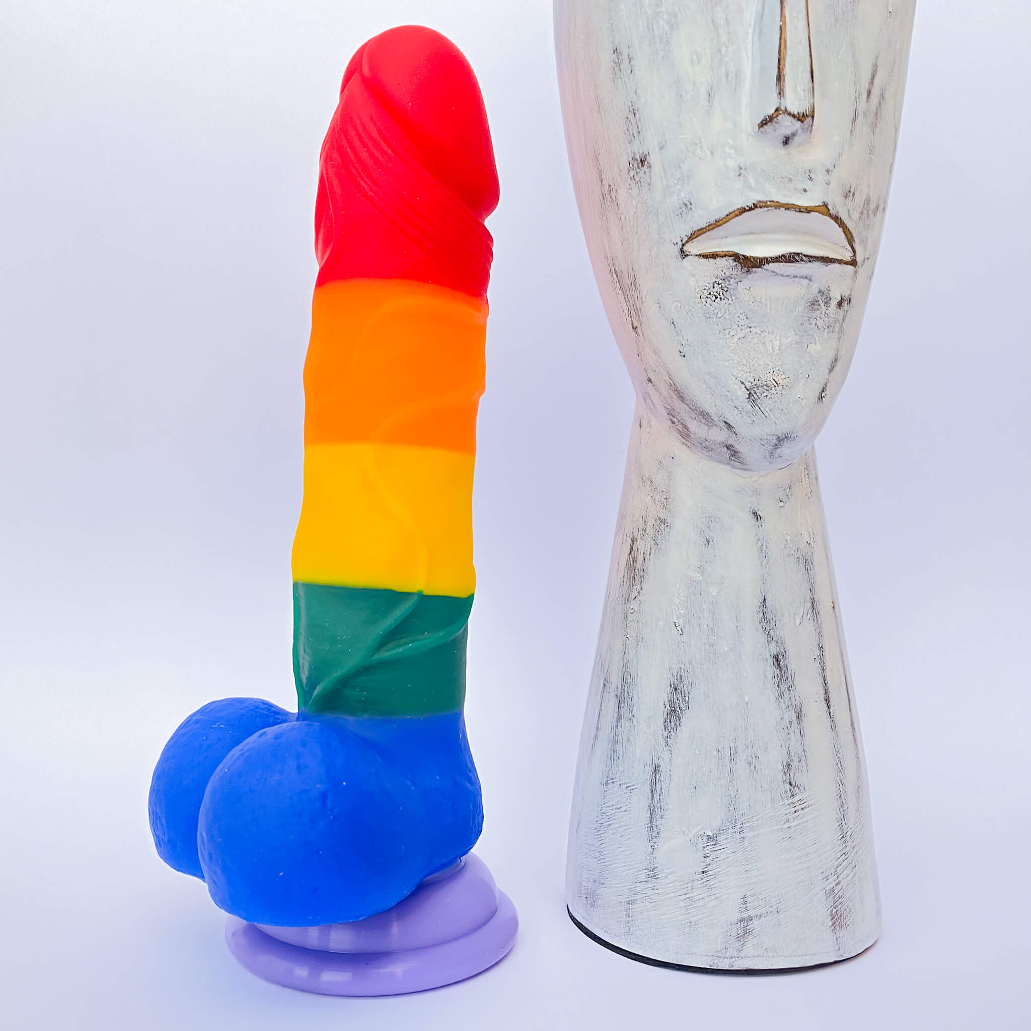 Colorful Realistic 21cm Rainbow Dildo With Suction Cup