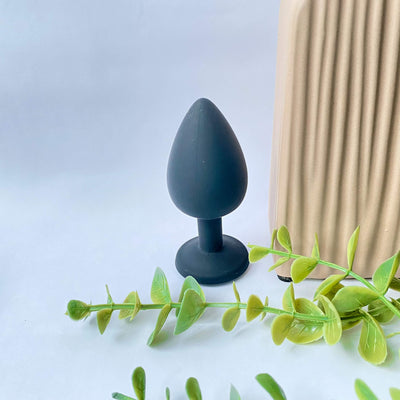 large silicone jeweled butt plug black
