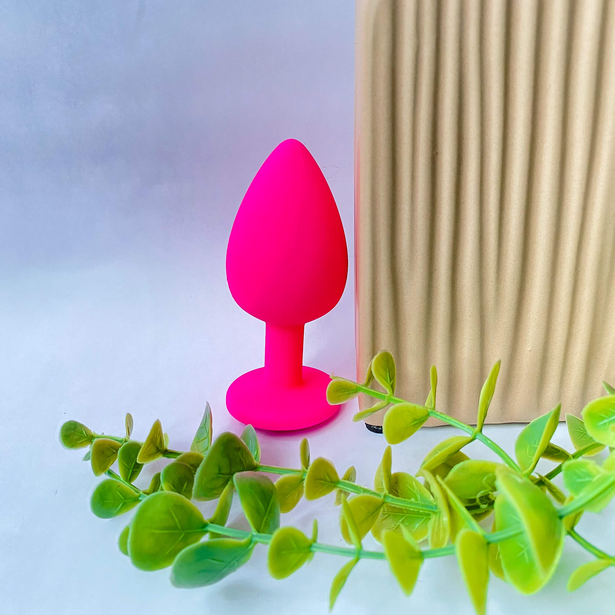 large silicone jeweled butt plug pink