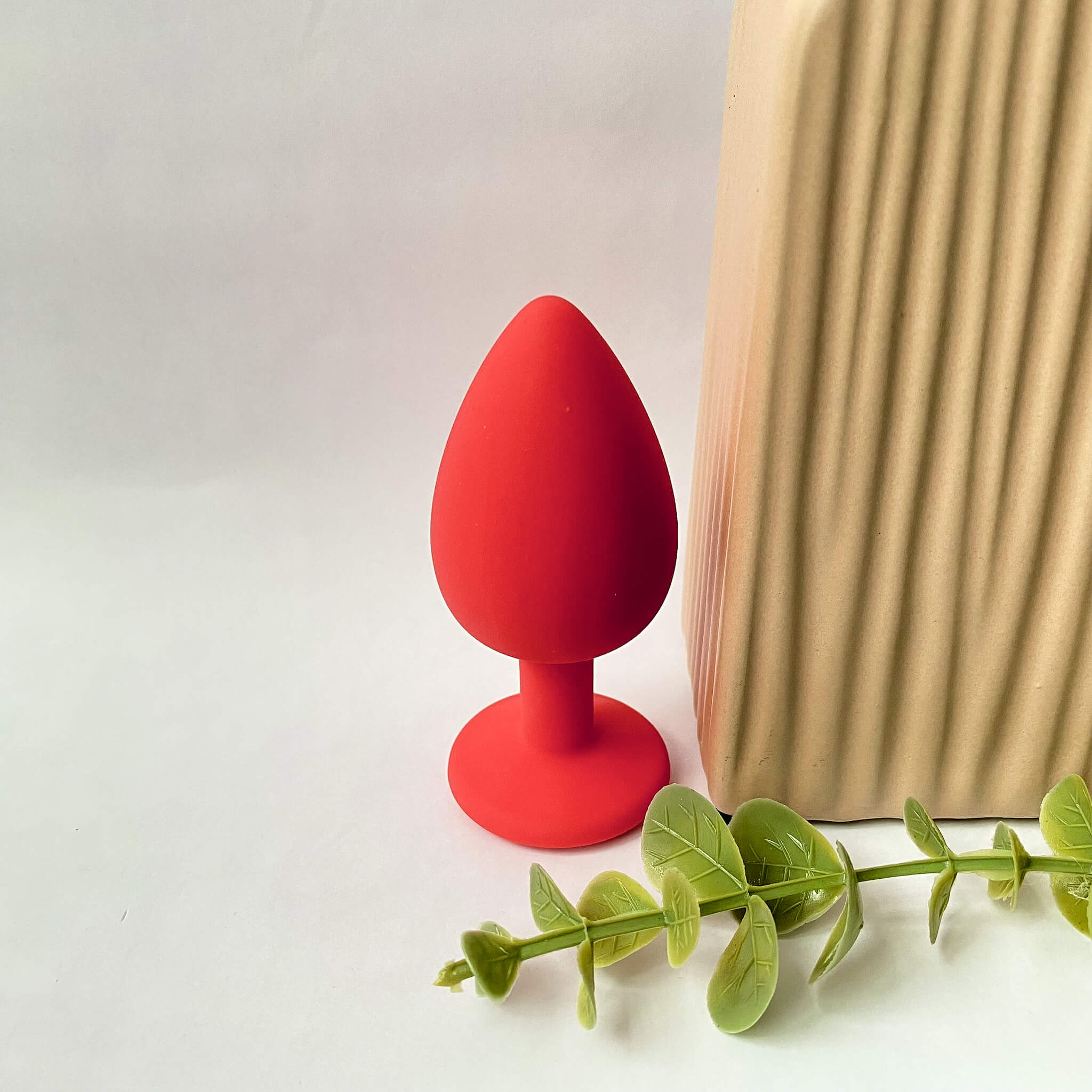 large silicone jeweled butt plug red