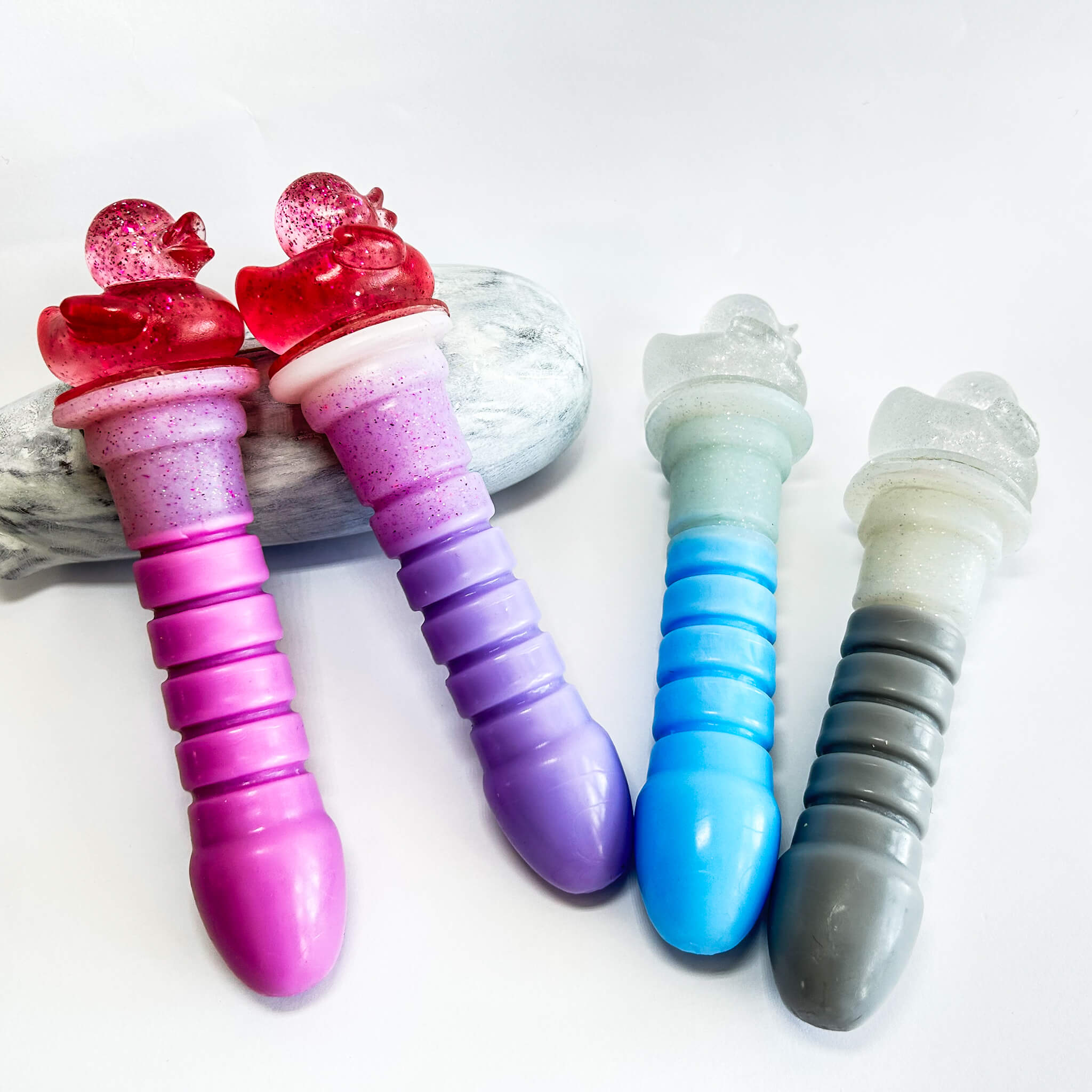 Peachy Handmade Ribbed Silicone Dildo