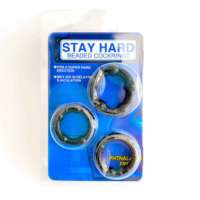 Stay Hard Delayed Ejaculation Cock Ring Set - 3 Pieces