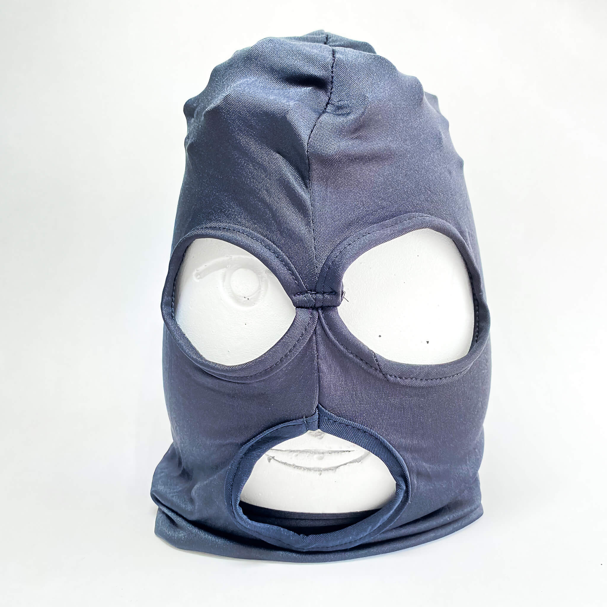 black bondage mask head hood eyes open