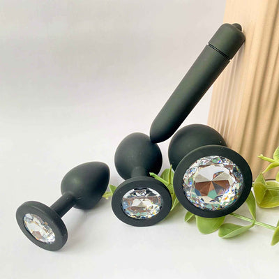 Silicone Butt Plugs & Vibrating Bullet Set