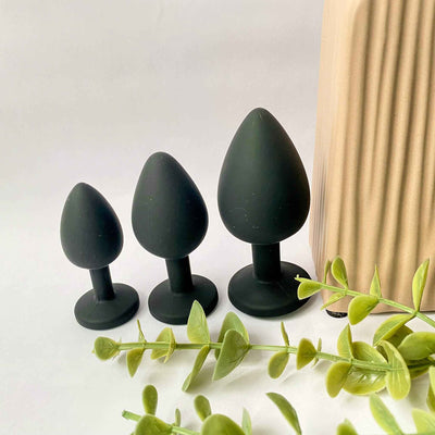 Black Silicone Jewelled Butt Plugs