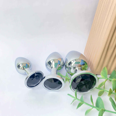 Black Metal Anal Butt Plugs 3 Piece Set