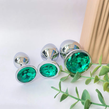 Forest Green Metal Anal Butt Plug 3 Piece Set