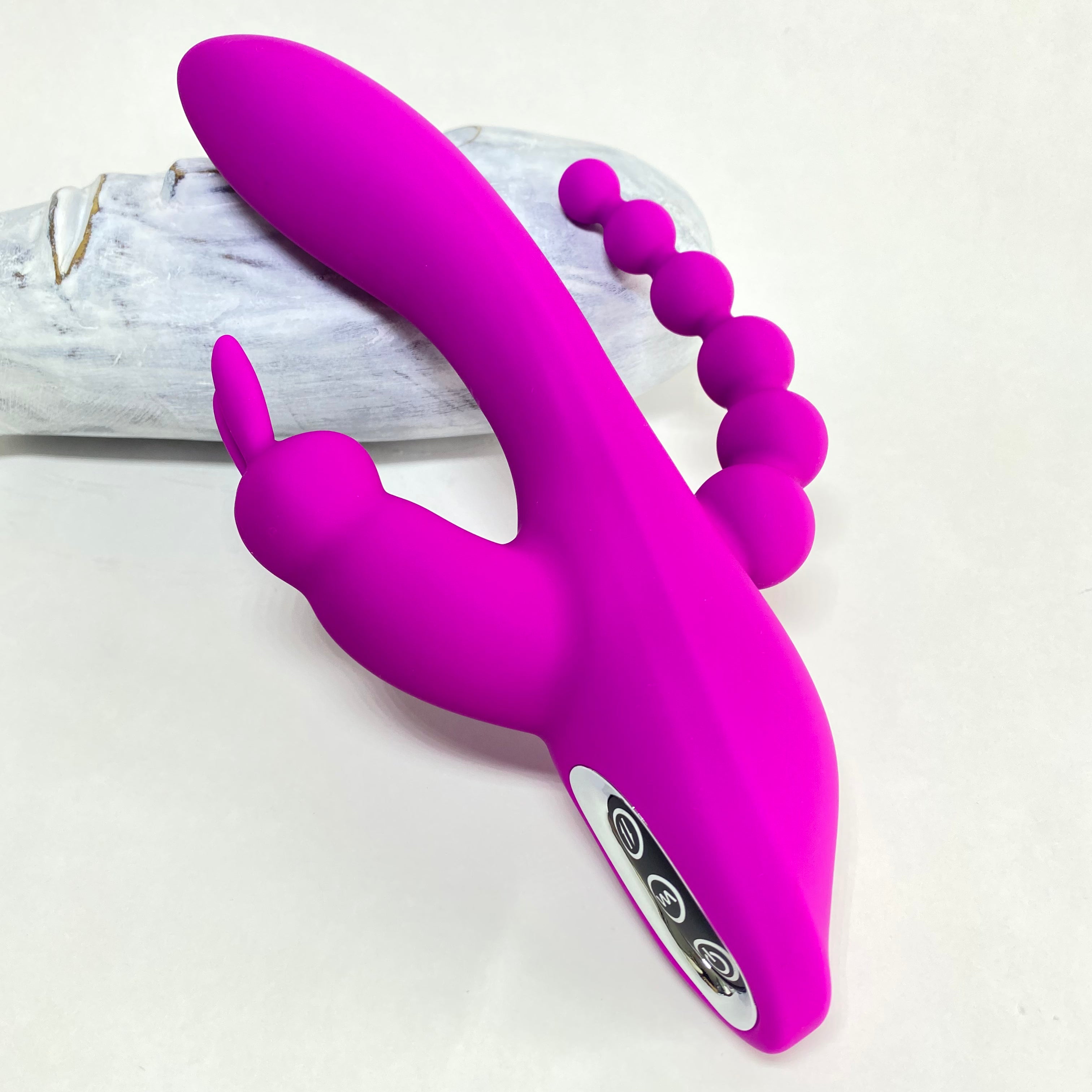 Oley Curved Triple Rabbit Vibrator