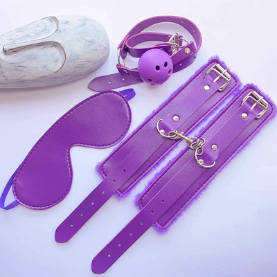 Blindfold, Mouth Gag & Cuffs Set (3 pieces)
