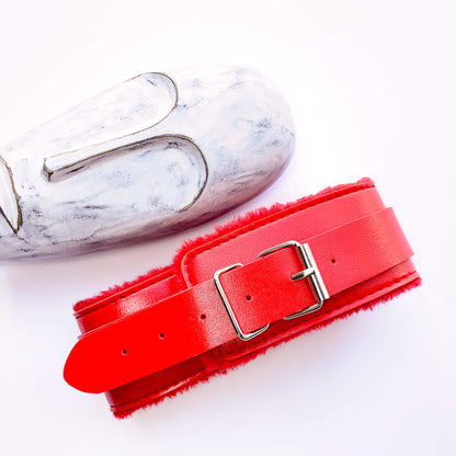 leather collar red
