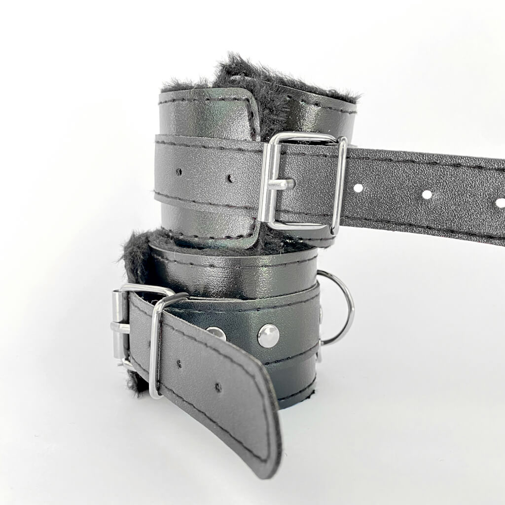 leather handcuffs black
