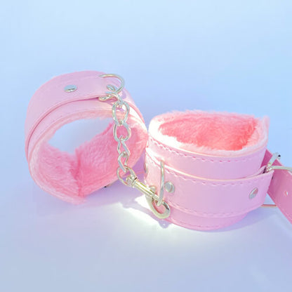 leather handcuffs pink
