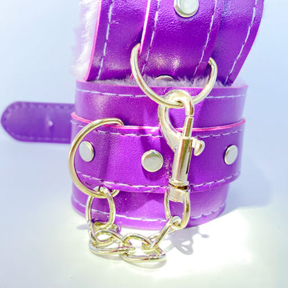 leather handcuffs purple