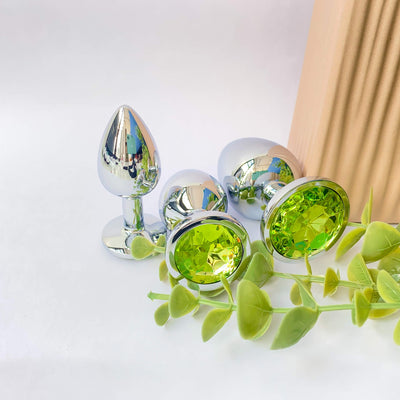 Jeweled Metal Butt Plug - 3.5 cm