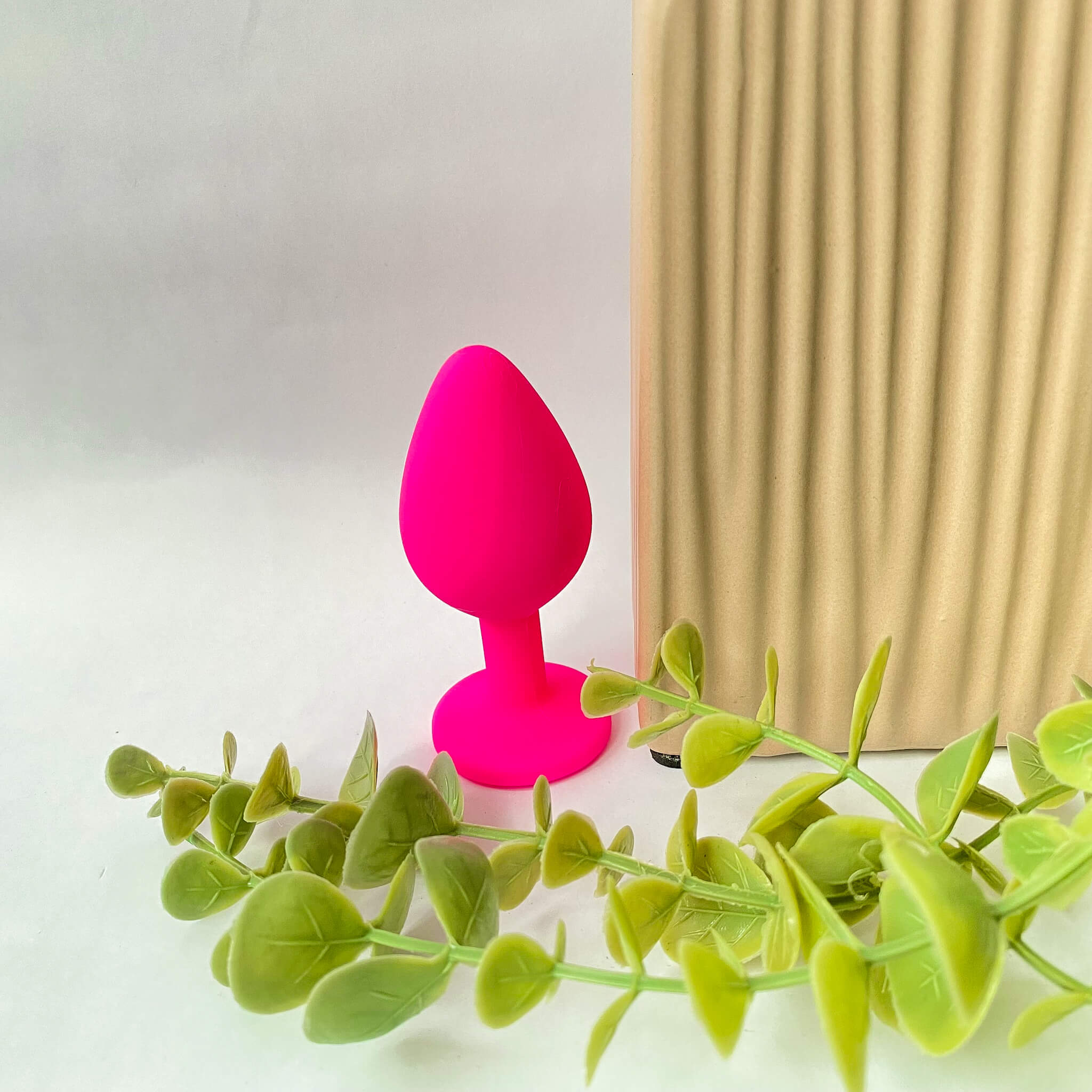 medium silicone jeweled butt plug pink