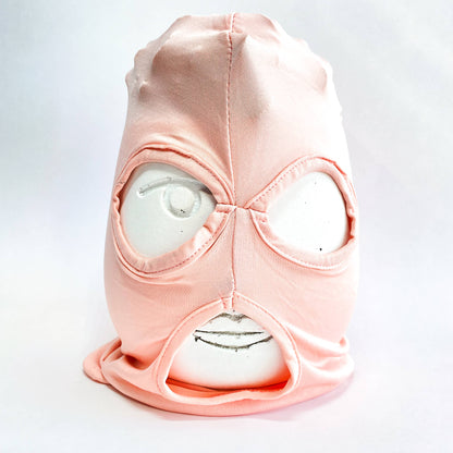 pink bondage mask head hood eyes open