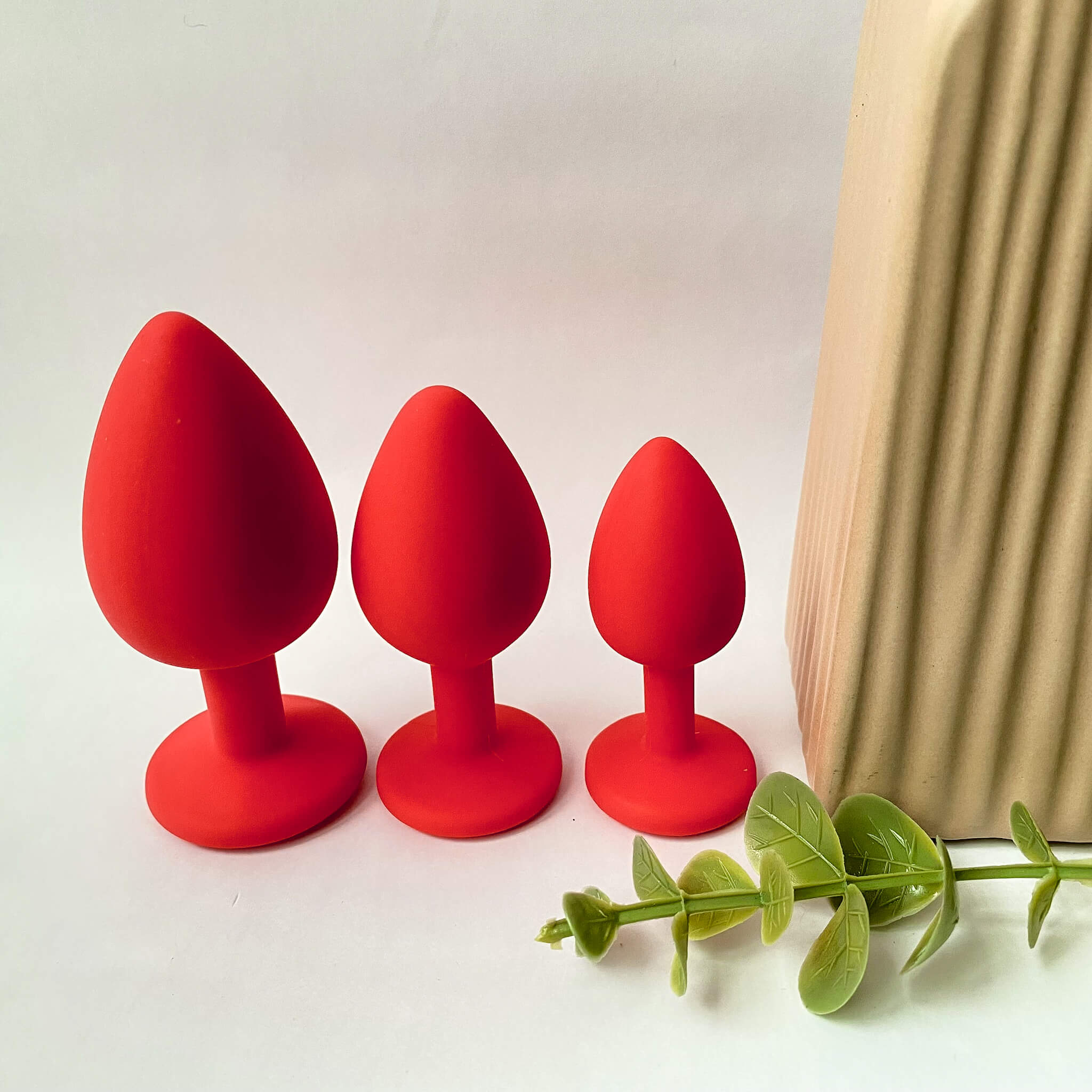 red silicone butt plug set
