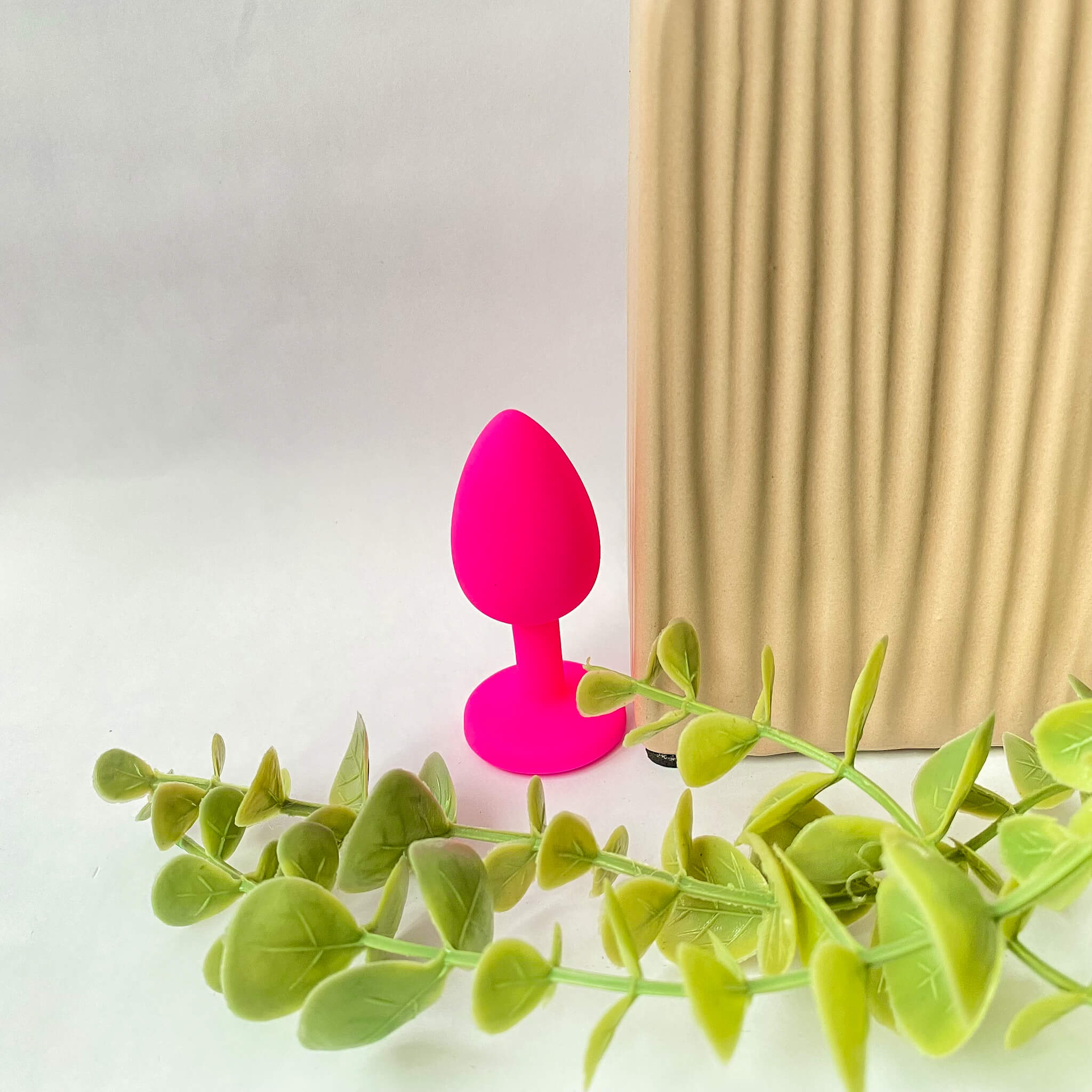 small silicone jeweled butt plug pink