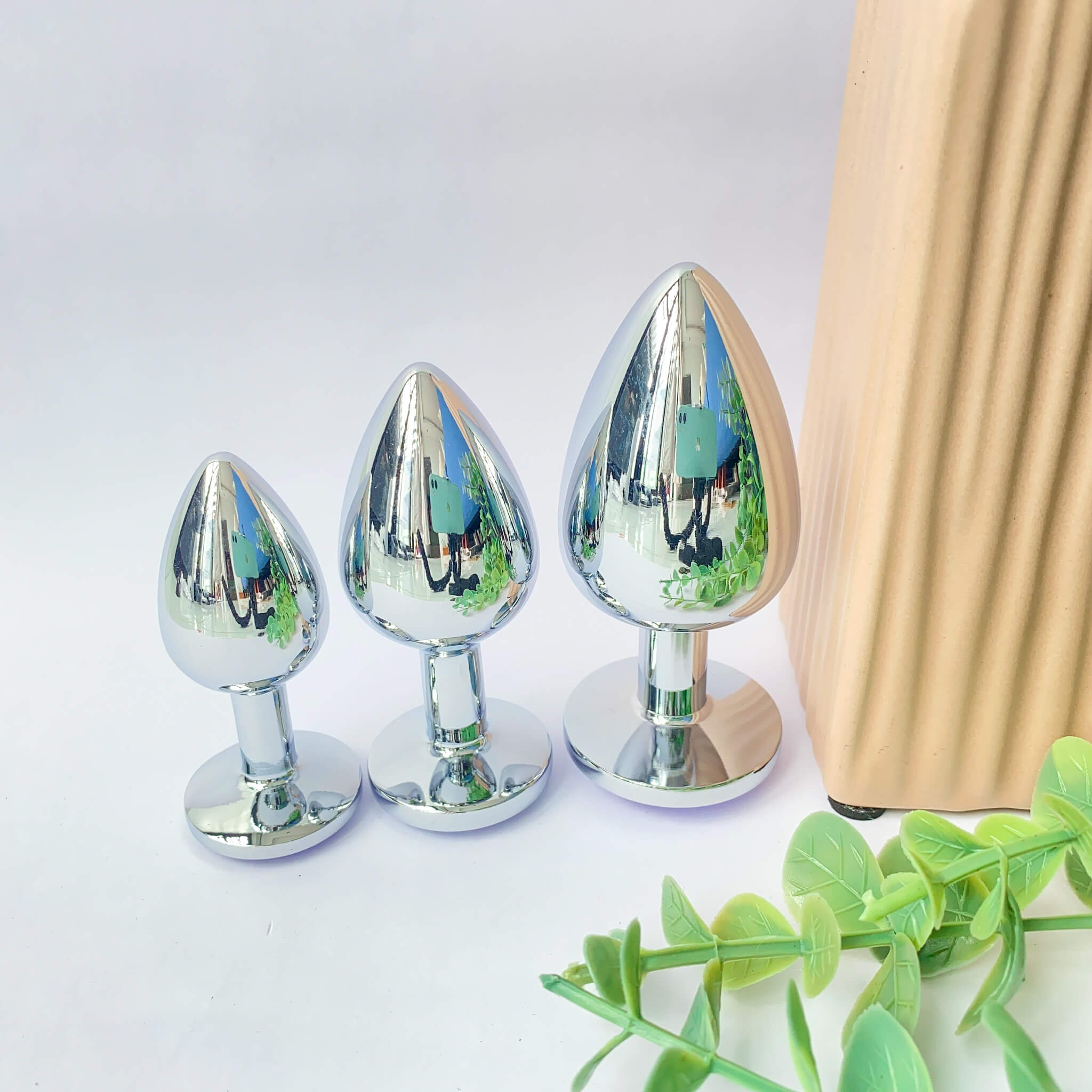 Diamond Metal Anal Butt Plugs 3 Piece Set